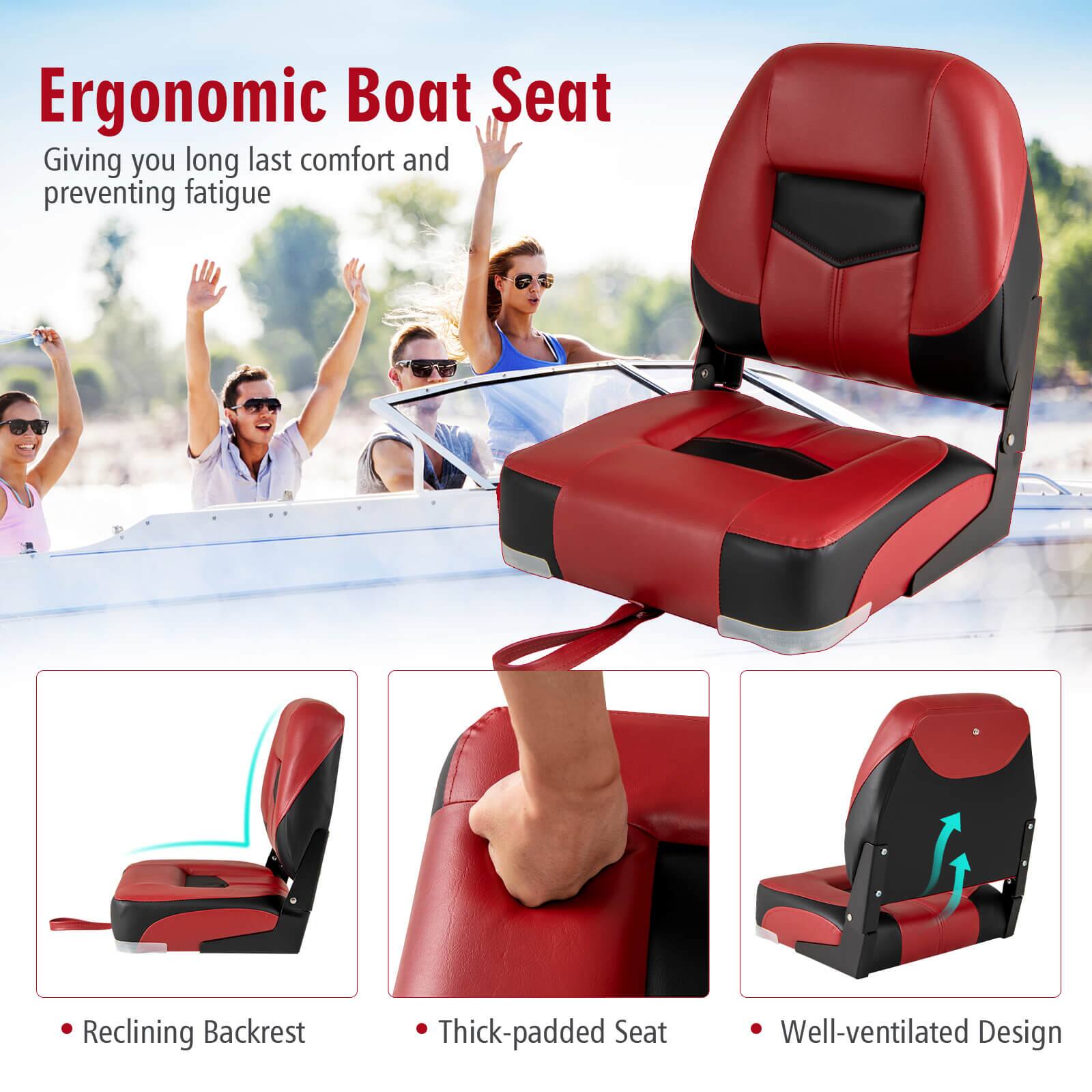 Ergonomic Boat Seat  
Giving you long last comfort and preventing fatigue  

- Reclining Backrest  
- Thick-padded Seat  
- Well-ventilated Design