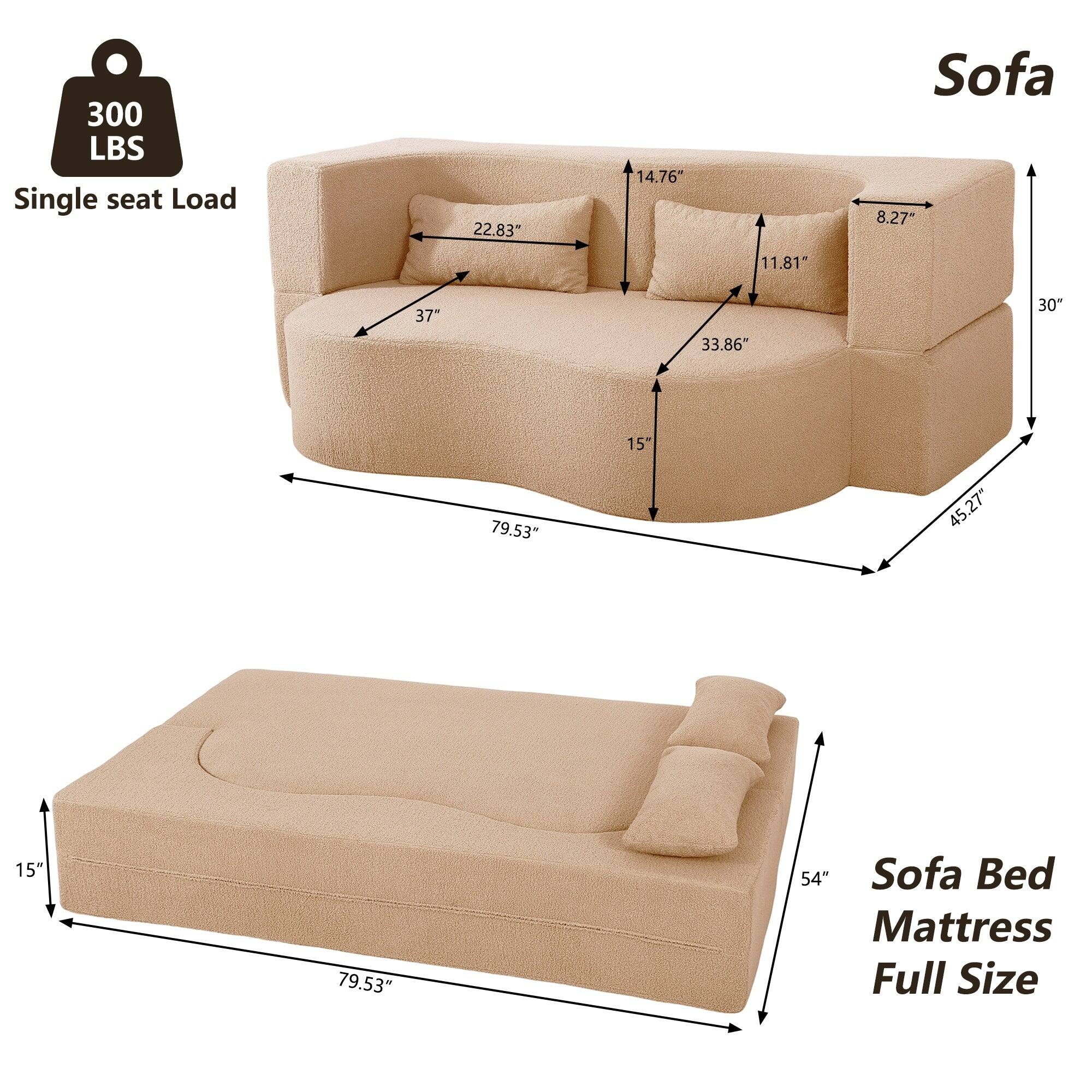 300 LBS Single seat Load  
22.83" 14.76" Sofa  
8.27" 11.81" 37" 30" 33.86" 15" 79.53" 45.27" 15" 79.53" 54" Sofa Bed Mattress Full Size