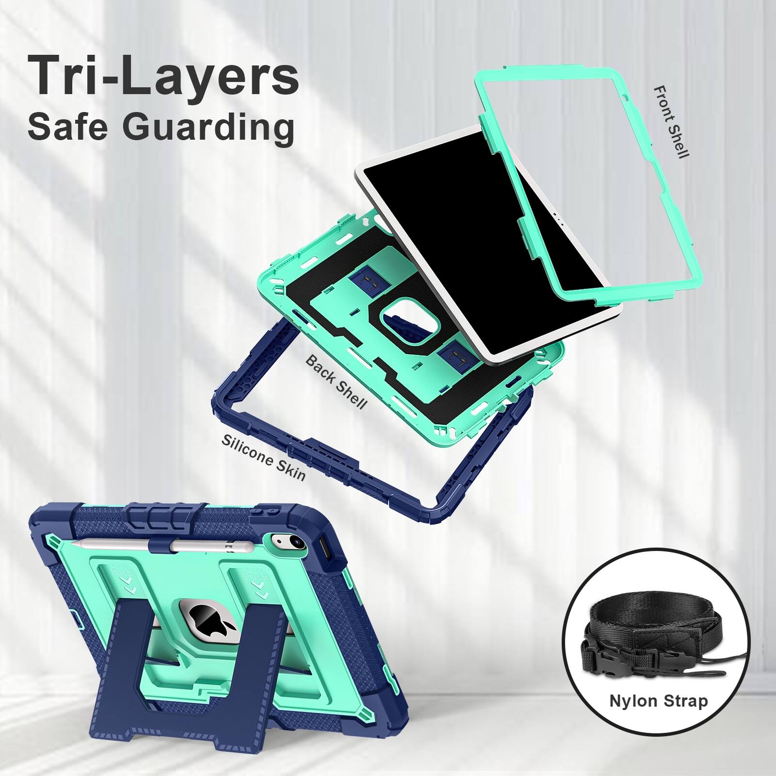 Tri-Layers Safe Guarding Front Shell Back Shell Silicone Skin CCC Nylon Strap