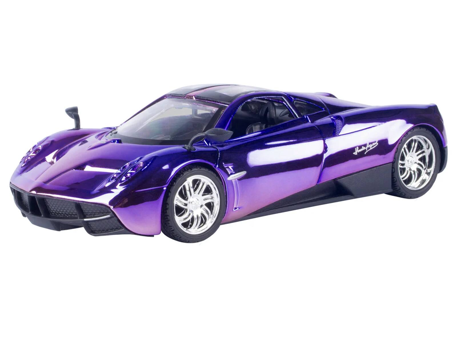 Alt View 1. Motormax - Pagani Huayra Pink and Purple Chrome "Custom Wrap" Series 1/24 Diecast Model by Motormax.