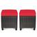 Front. Costway - 2PCS Patio Rattan Ottoman Cushioned Seat Foot Rest Coffee Table - Red.