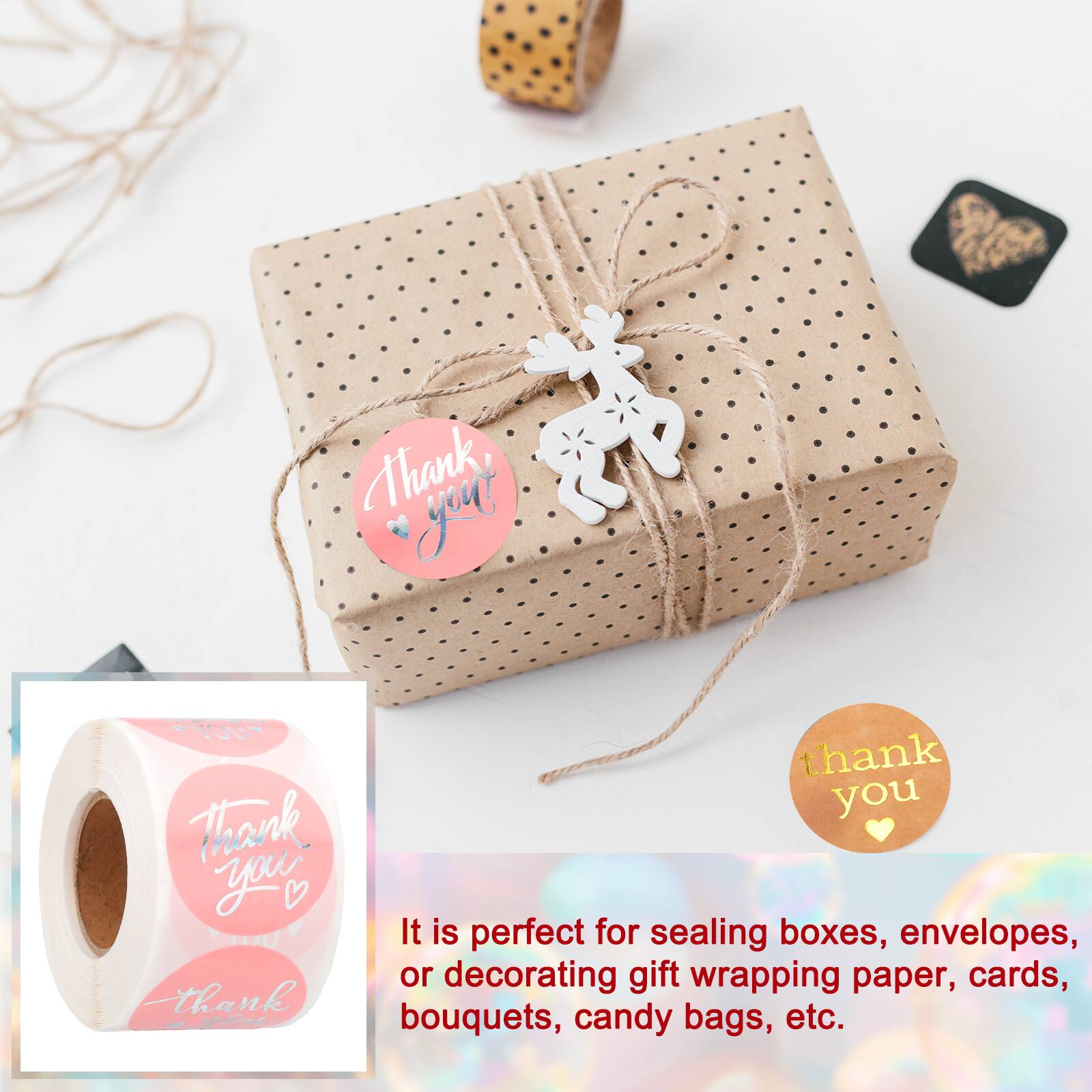 Thank you "YOU" thank you thank you! It is perfect for sealing boxes, envelopes, or decorating gift wrapping paper, cards, bouquets, candy bags, etc.