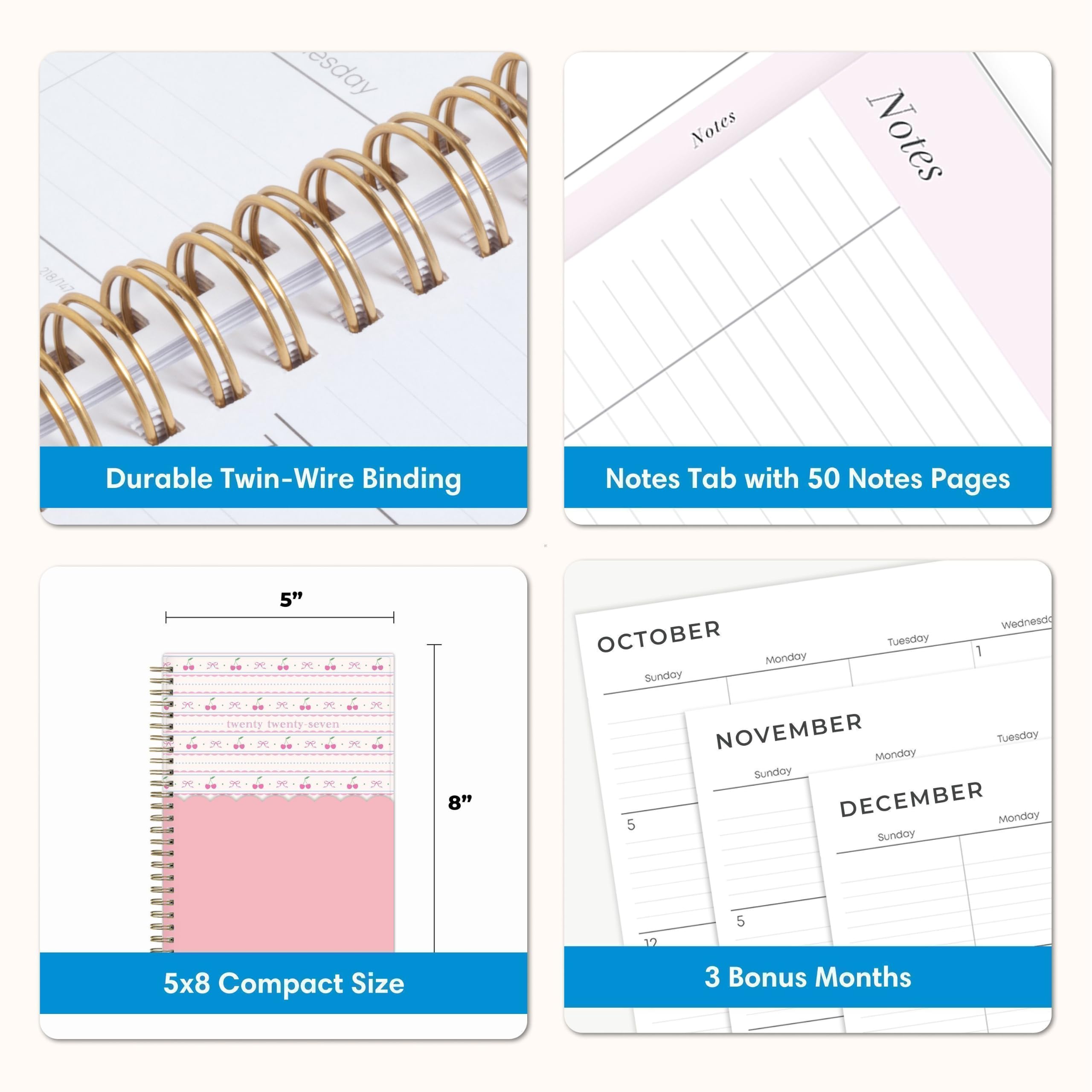 - Durable Twin-Wire Binding
- Notes Tab with 50 Notes Pages
- 5x8 Compact Size
- 3 Bonus Months