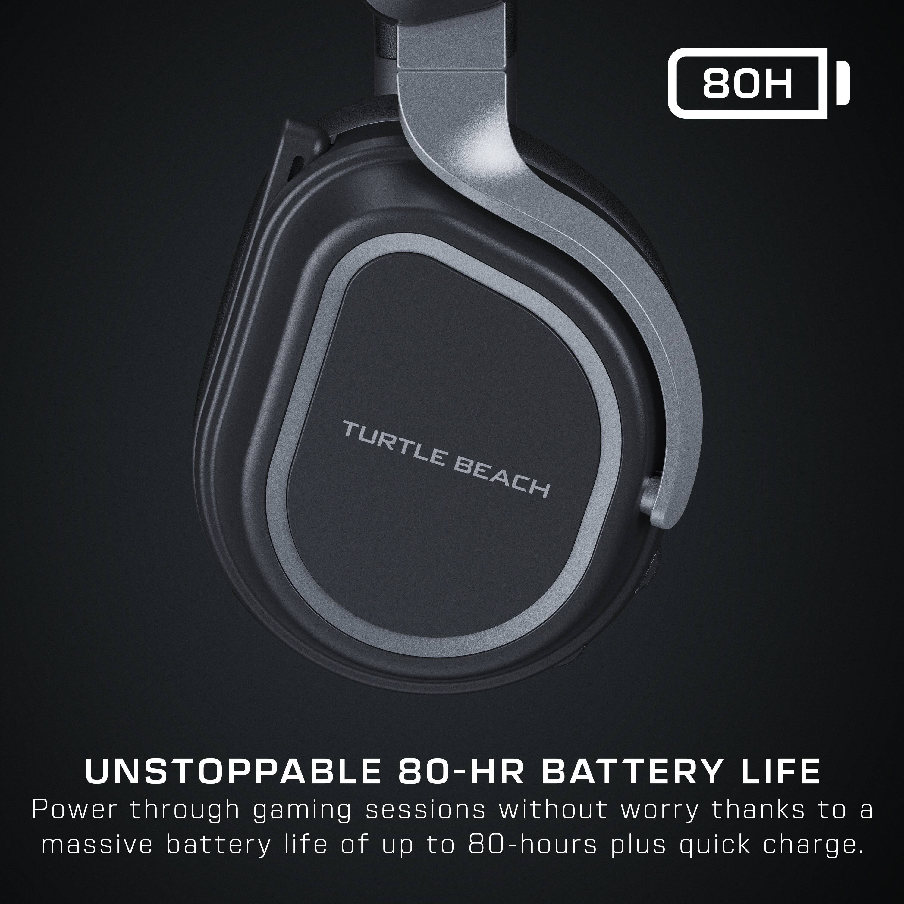 80H Turtle Beach Unstoppable 80-HR Battery Life: Power through gaming sessions without worry thanks to a massive battery life of up to 80-hours plus quick charge.