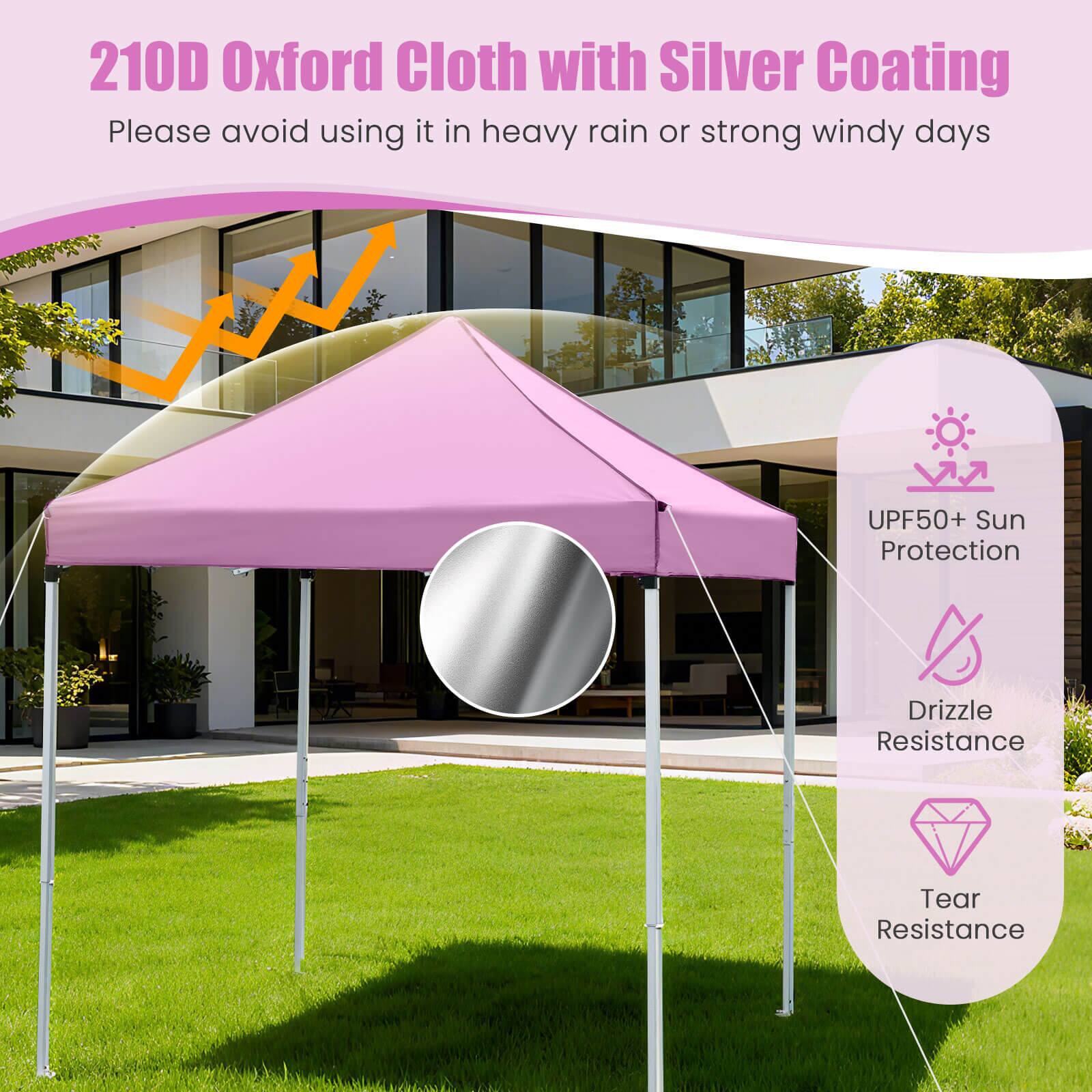210D Oxford Cloth with Silver Coating  
Please avoid using it in heavy rain or strong windy days  

- UPF50+ Sun Protection  
- Drizzle Resistance  
- Tear Resistance