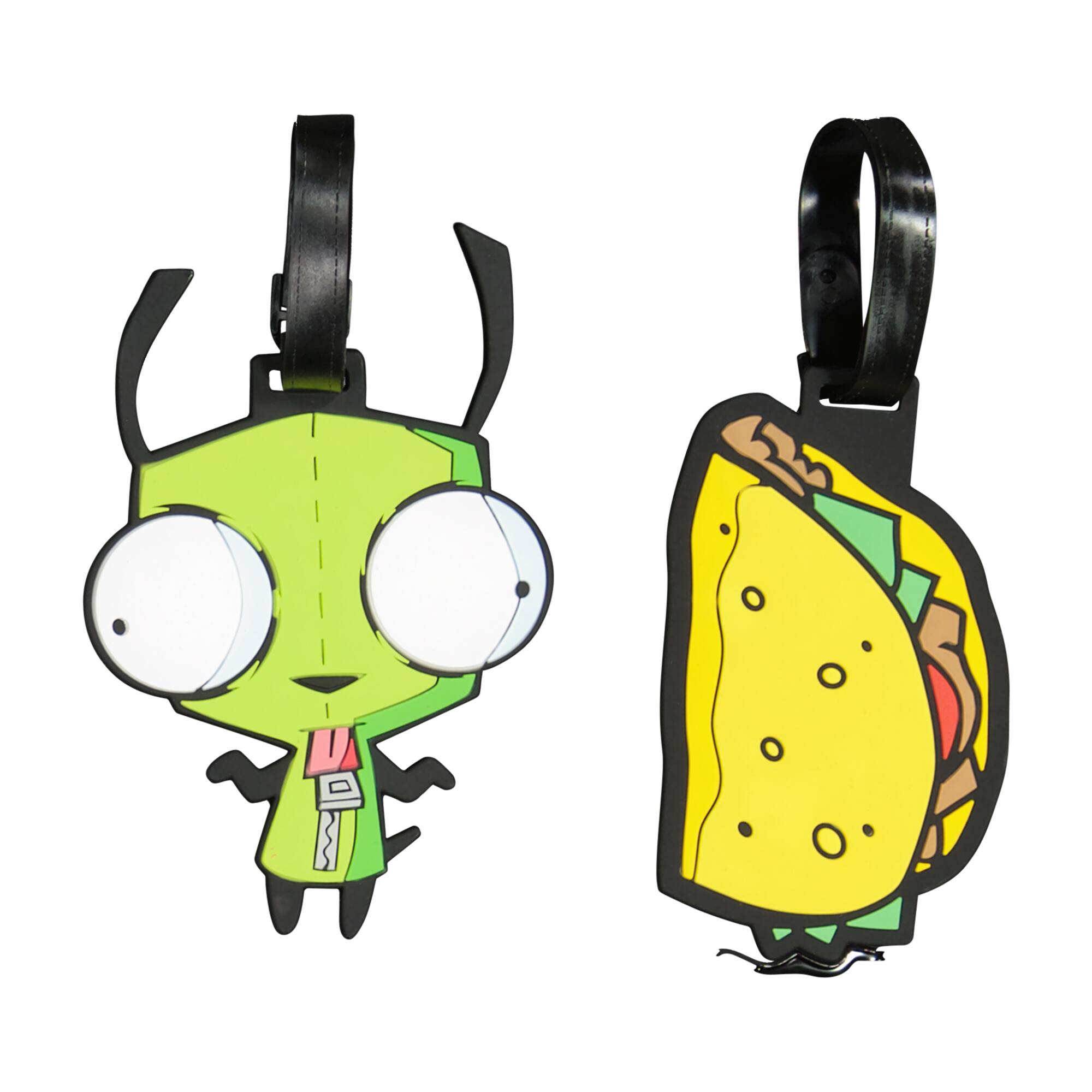 Front. Ful - Invader Zim GIR & Taco 2-Piece Luggage Tag Set - MULTI.