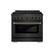Front. ZLINE - Designer 36 in. 5.2 cu. ft. Freestanding Paramount Dual Fuel Range in Black Satin Steel with Black and Bronze Accents - Black Satin Stainless Steel.