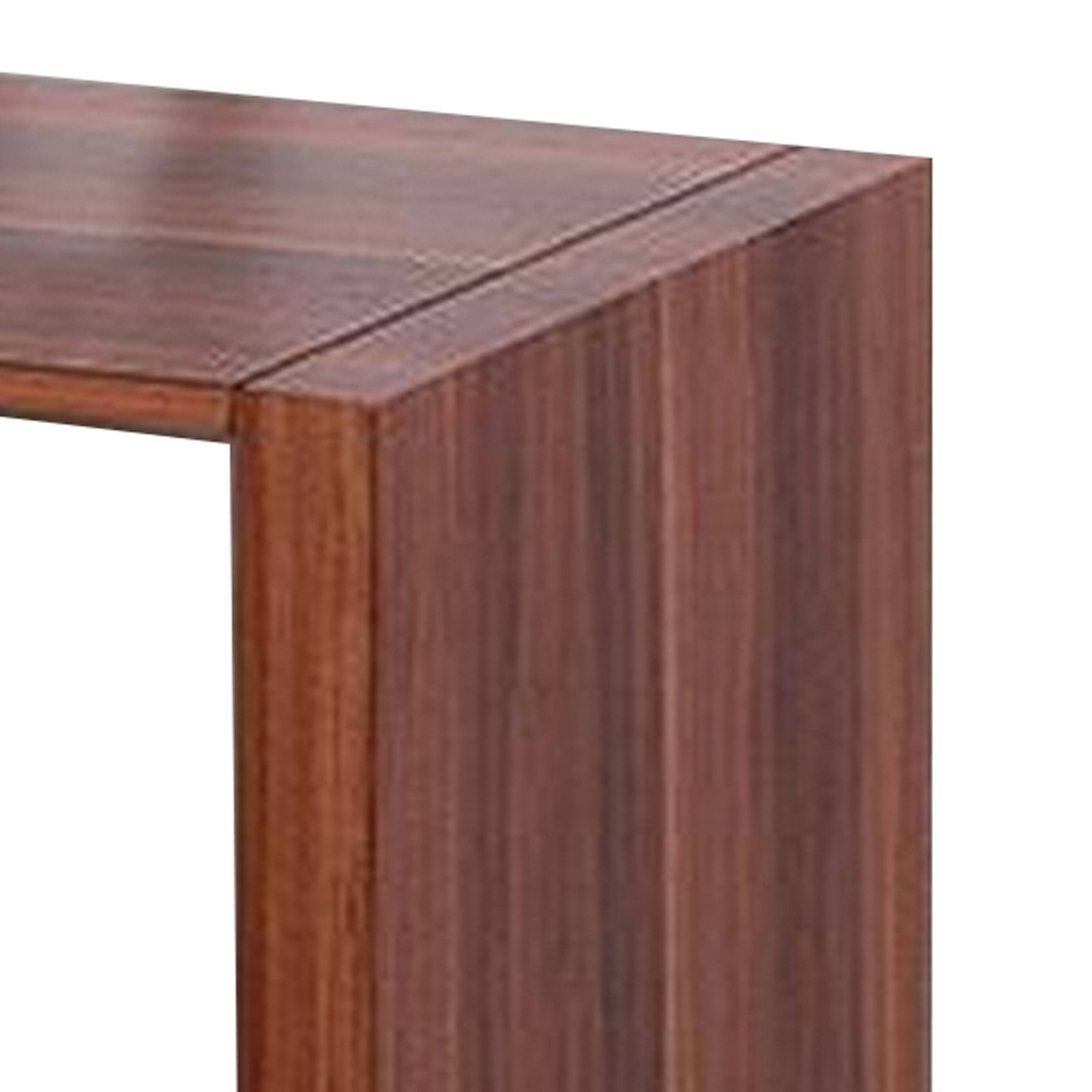 Alt View 2. Manhattan Lane - Bere 47 Inch Sofa Table with Black Glass Top, Open Shelves, Brown Wood - Brown, Black.