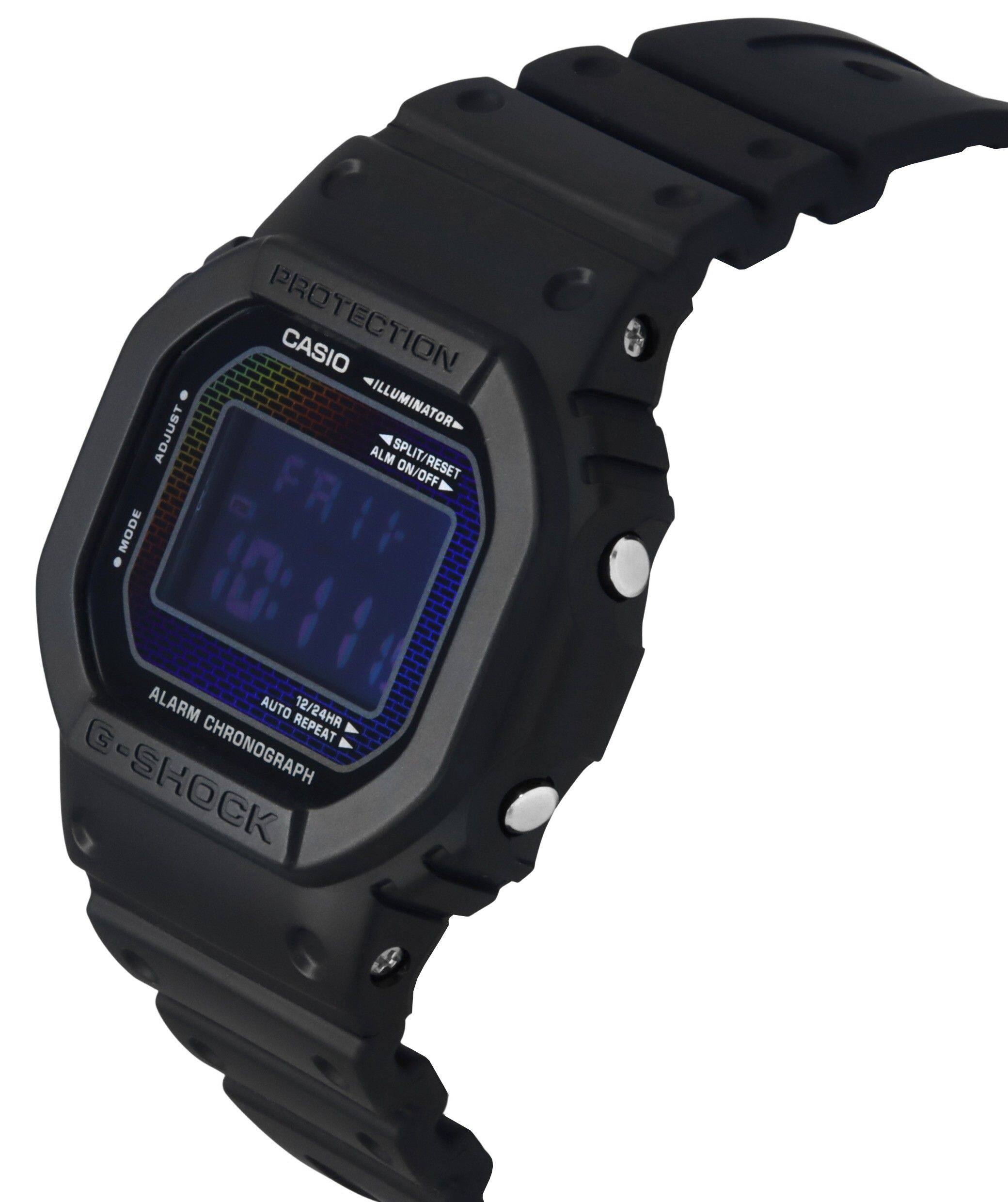 ADJUST MODE PROTECTION CASIO ILLUMINATOR ALM SPLIT/RESET ON/OFF FRI ALARM AUTO 12/24HR REPEAT G-SHOCK CHRONOGRAPH