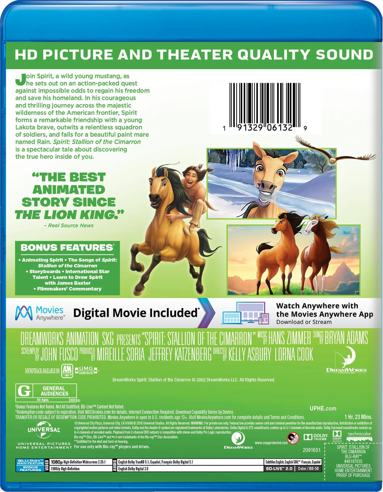 Back. Spirit - Stallion of the Cimarron (Blu-ray New Box Art) [Blu-ray].