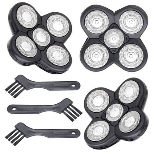Front. Vulpecula Spade - 3 Pack Blades Refills Compatible with Freebird Shaver, 5 Blades Shaver Replacement Head for Bald Men, Electric Razor.