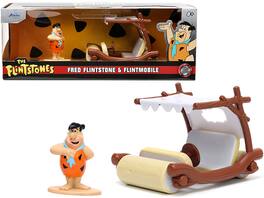 Jada - Flintmobile with Fred Flintstone Diecast Figurine "The Flintstones" "Hollywood Rides" Series 1/32 - Multi
