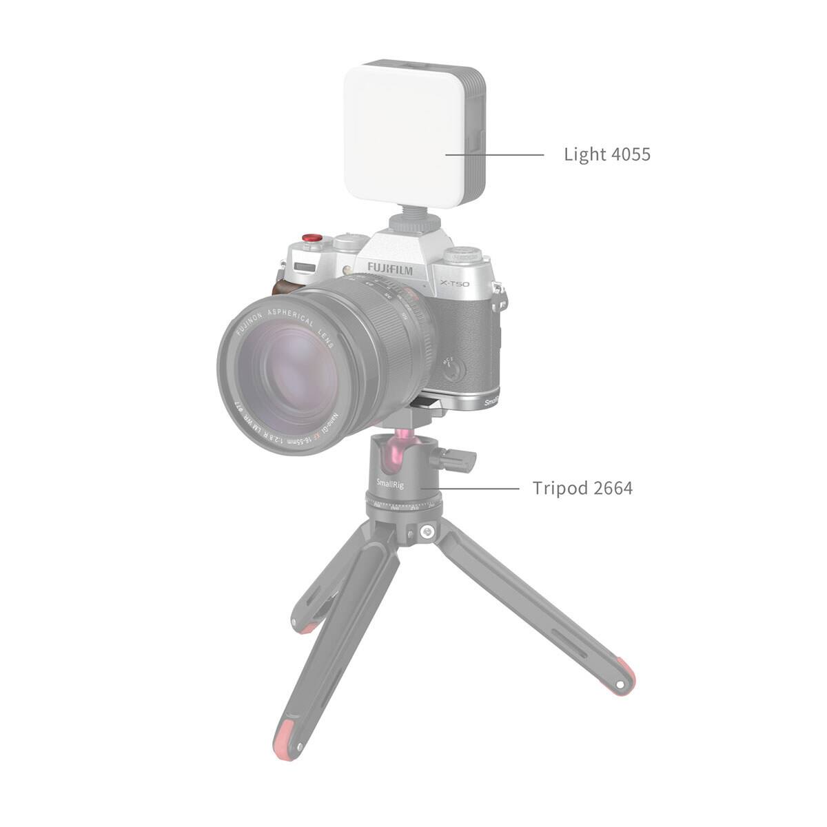 Light 4055  
FUJINON ASPHERICAL LENS  
FUJIFILM X-T50  
LM WR 128R 56-55mm  
SmallRig  
Tripod 2664