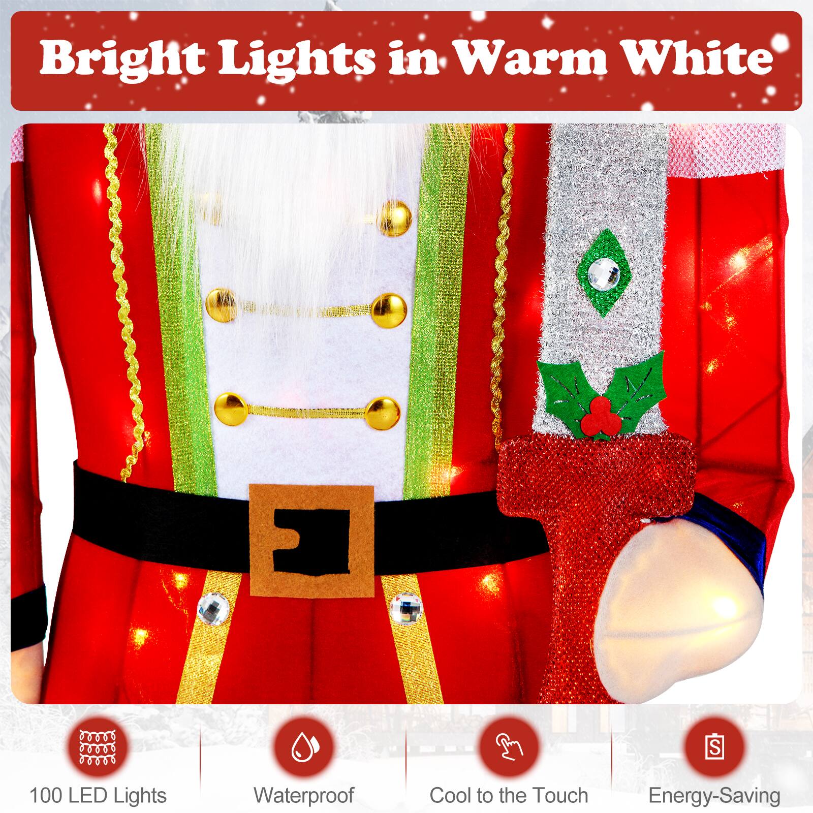 Bright Lights in Warm White

100 LED Lights
Waterproof
Cool to the Touch
Energy-Saving