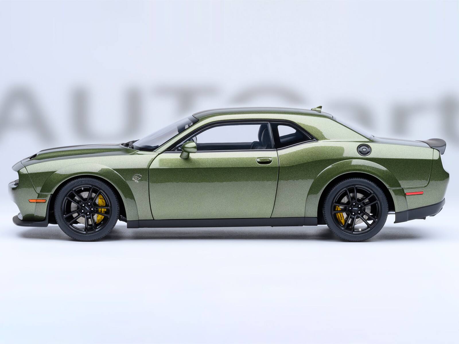 Alt View 6. Autoart - 2022 Dodge Challenger SRT Jailbreak F8 Green with Carbon Stripes 1/18 Model Car by Autoart.