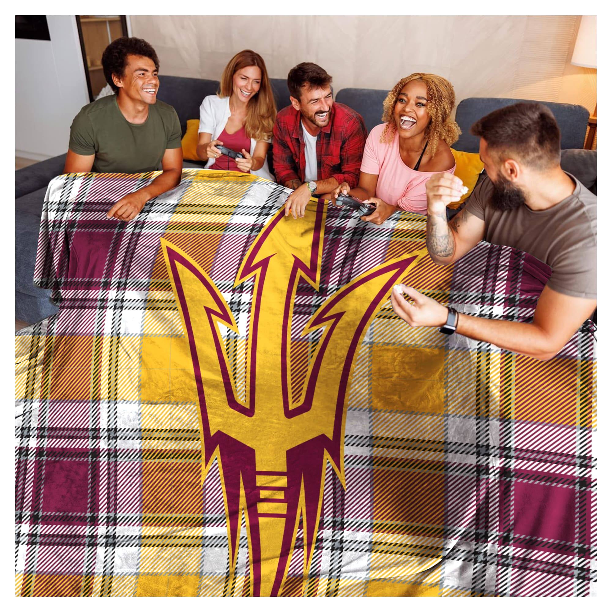 Alt View 1. Pegasus - Arizona State Sun Devils 66" x 95" Oversized Plaid FAN-mily Ultra Cozy Blanket - Multicolor.