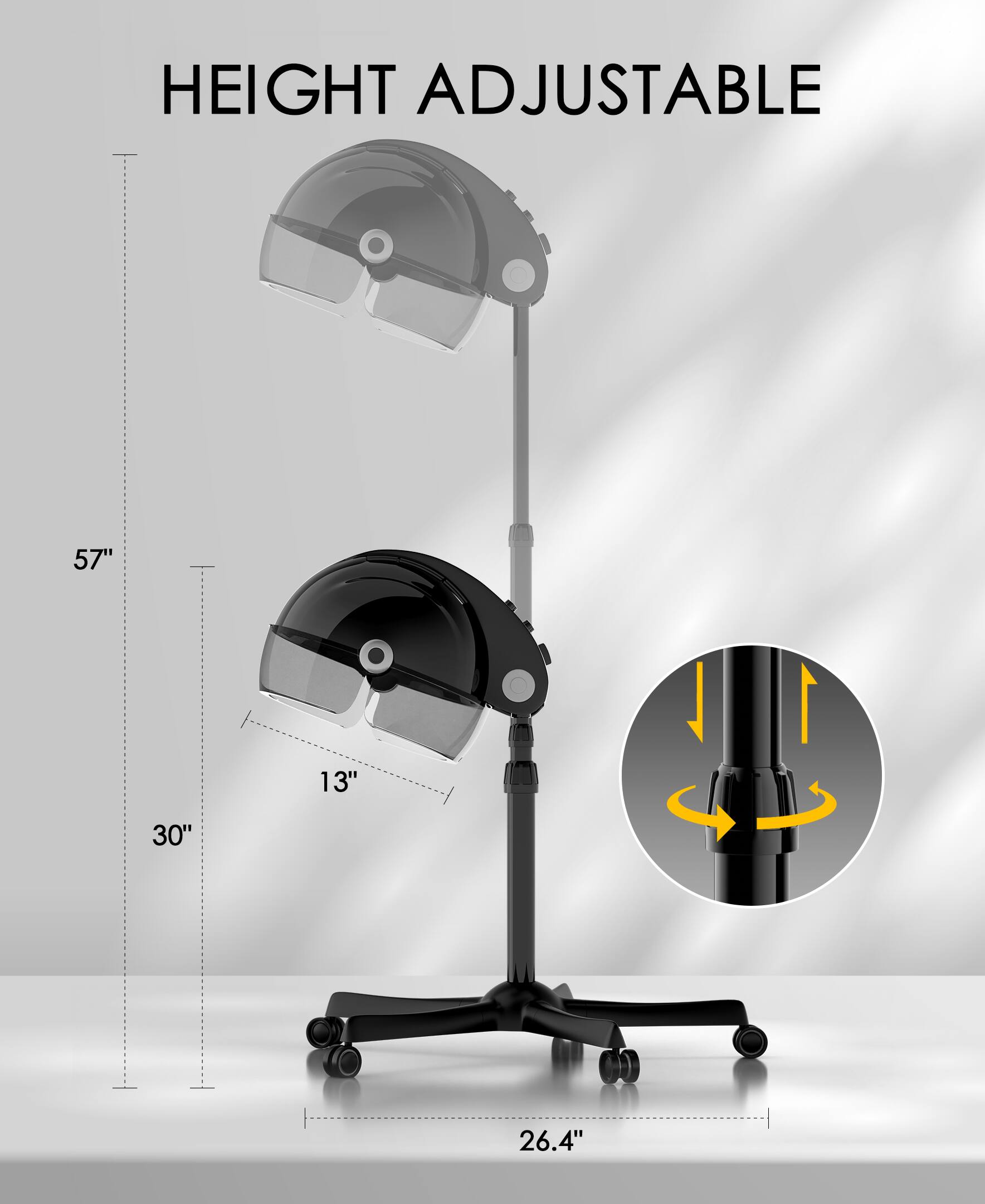 HEIGHT ADJUSTABLE

57"  
13"  
30"  
26.4"