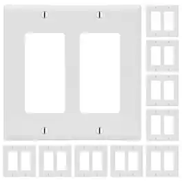 Cmple.com - Cmple - Decorator Wall Plate Insert Decorative Faceplate Standard Keystone Wall Plate Cover - 2 Gang - 10 Pack - White