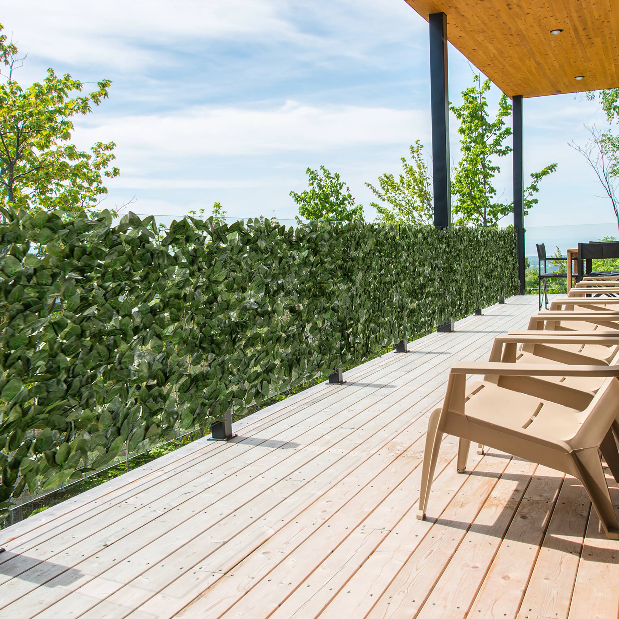 Alt View 4. Gymax - Gymax 120'' x 40'' Artificial Ivy Privacy Fence Faux Ivy Vines Covering Leaves Wall Roll - Dark Green.