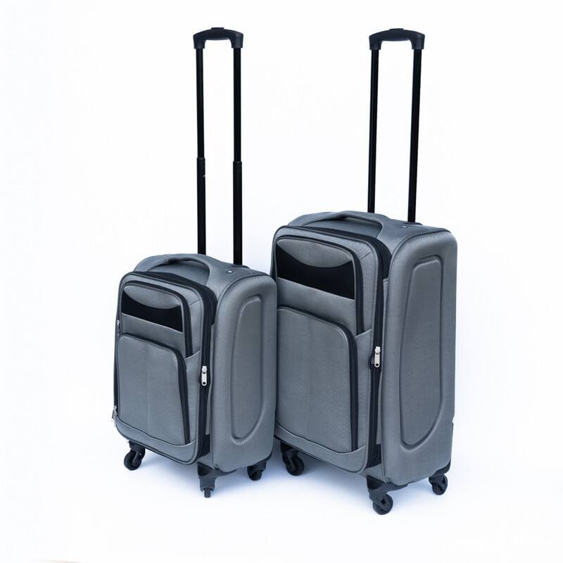 Angle. HTUTWOO - 20+24 Inch Travel Luggage Set 2 Piece - Oxford Fabric Suitcase with Spinner Wheels and Backpack,Lightweight Carry On Set - Gray.