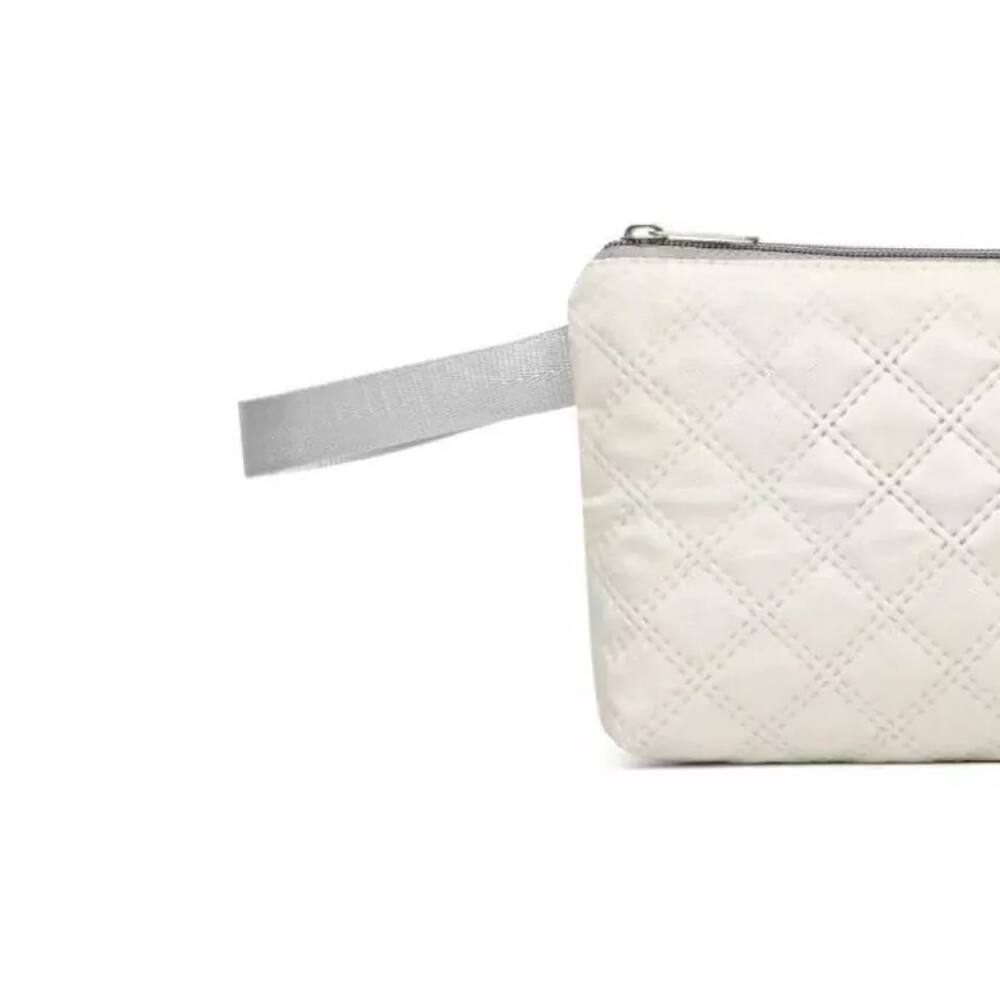 Alt View 2. Wikistore - Three-dimensional Diamond Patterned Small Square Tote, Hand bag with Dry Wet Separation & Double-sided Pockets - White.