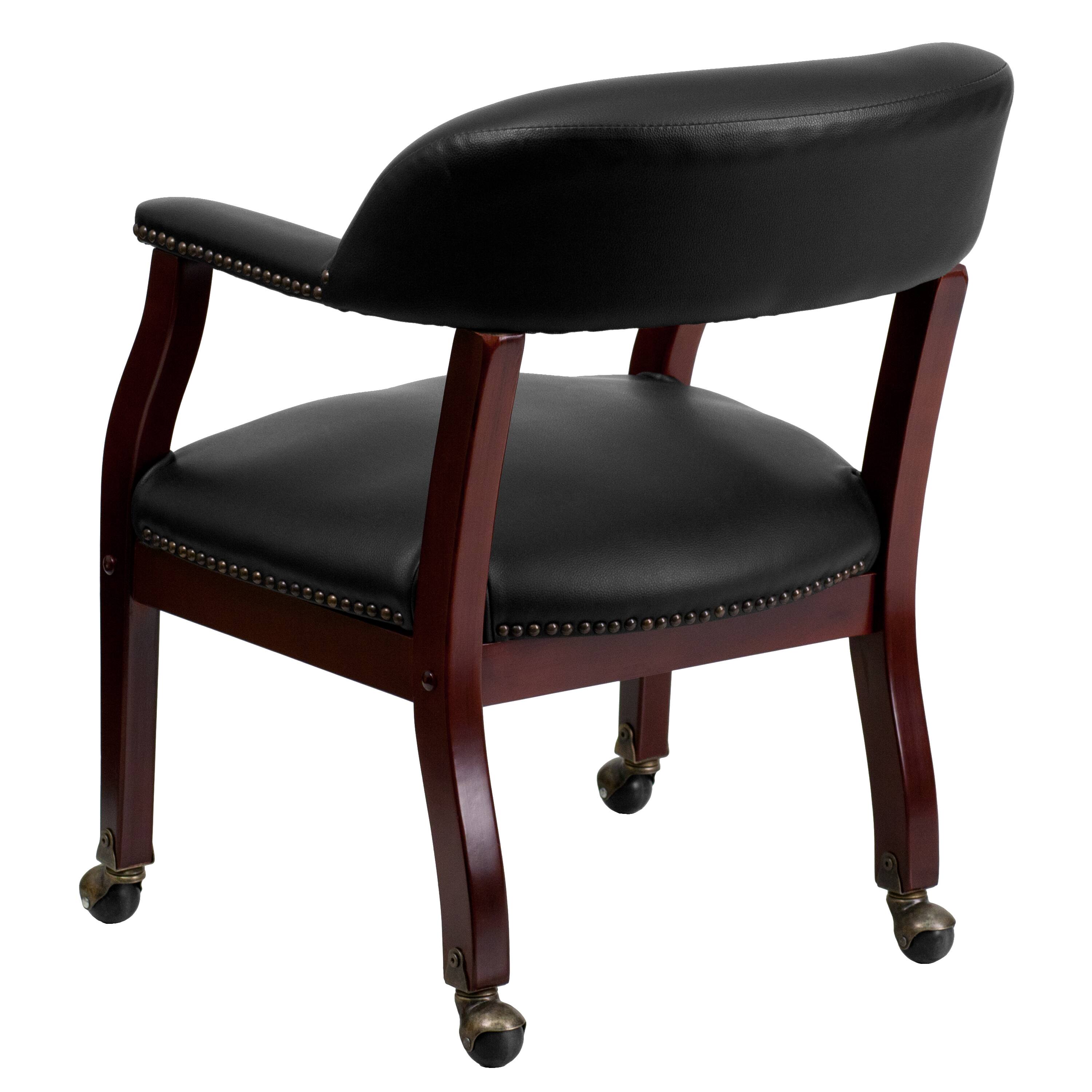 Alt View 5. Emma + Oliver - Conference Chair with Accent Nail Trim  and Casters - Black Vinyl.