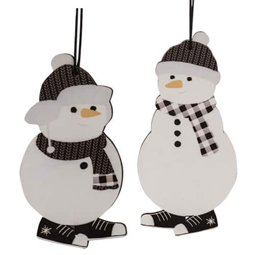 BreeBe - 2/Set Black & White Sneaker Snowman Ornaments - White, Black