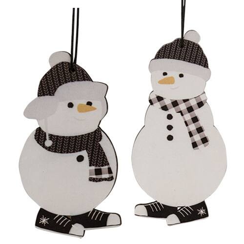 Front. BreeBe - 2/Set Black & White Sneaker Snowman Ornaments - White, Black.