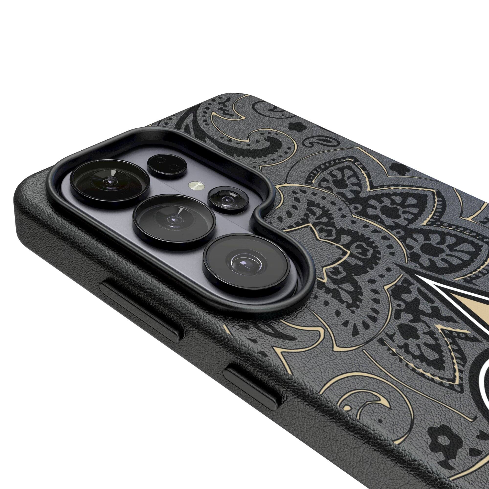 Alt View 2. Keyscaper - New Orleans Saints Paisley Galaxy Magnetic Bump Case - S24 - Black.
