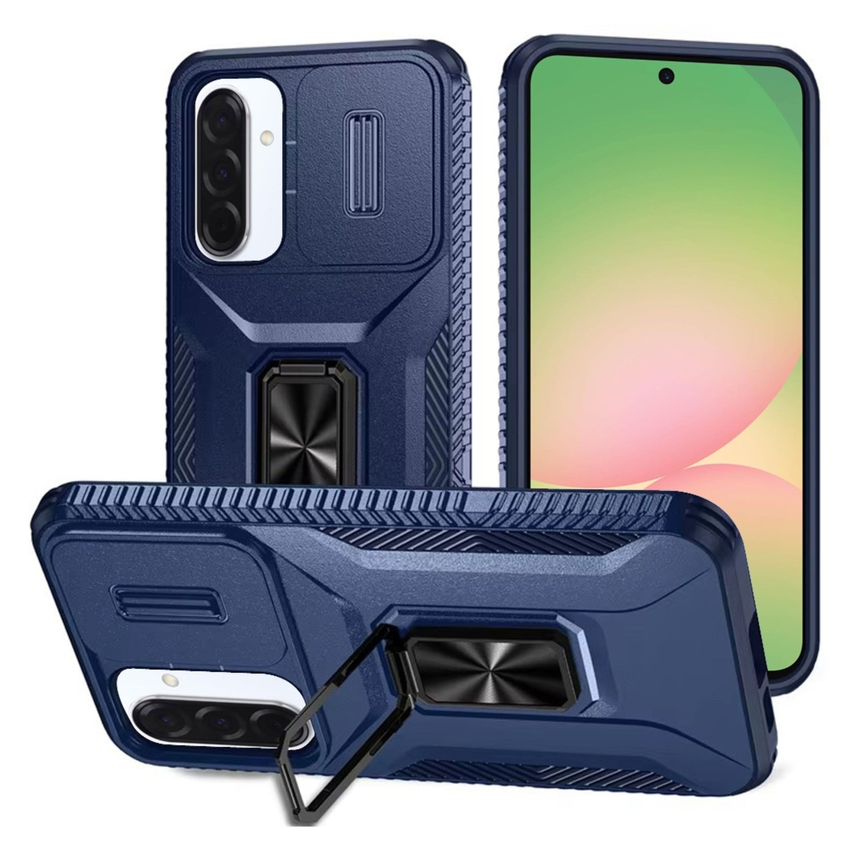 Kitcheniva - Full Coverage Metal Stand Lens Cover Phone Case With Tempered Glass For Samsung A57 5G - Blue price history on PriceWatchPro