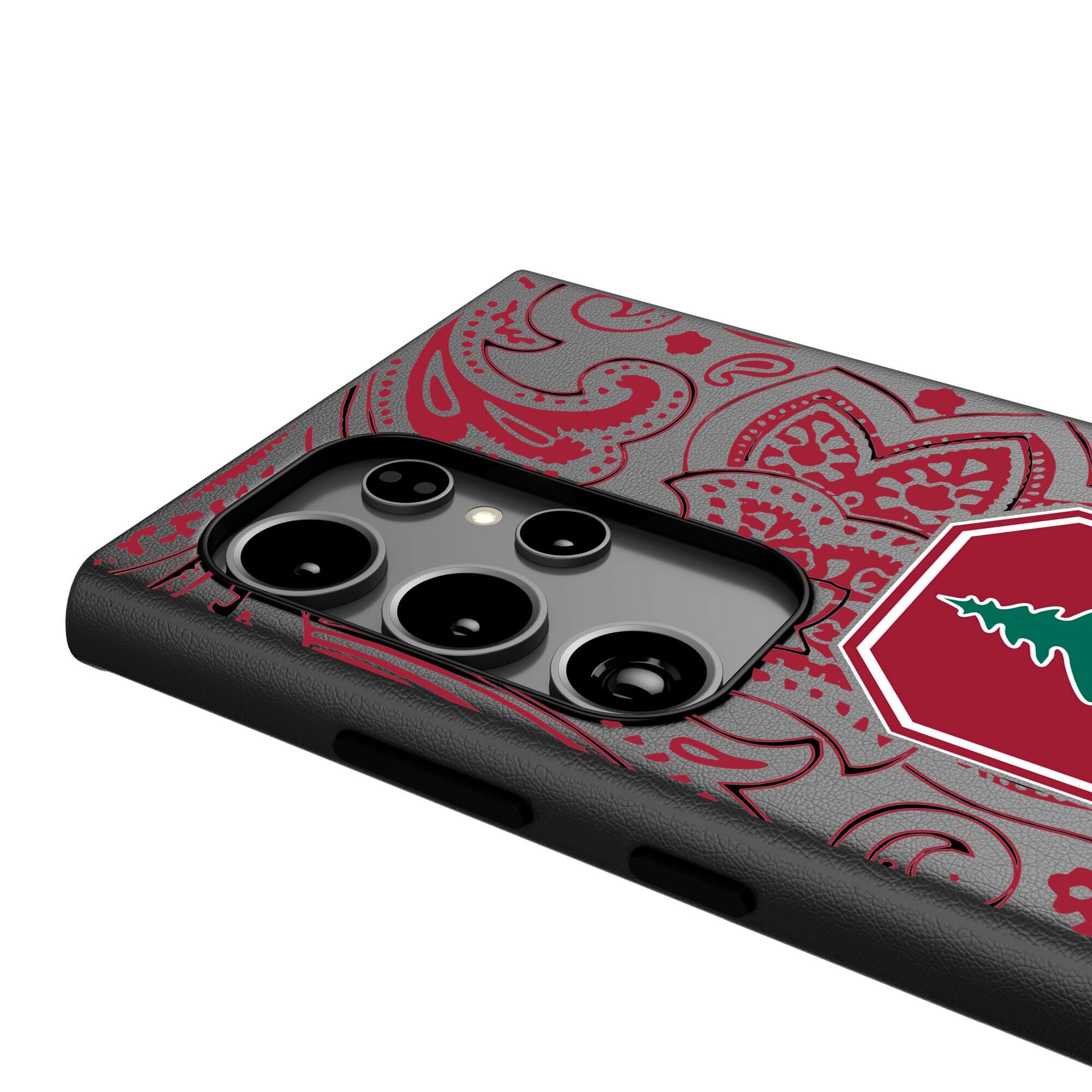 Alt View 3. Keyscaper - Stanford Cardinal Paisley Galaxy Magnetic Bump Case - S25 Ultra - Black.
