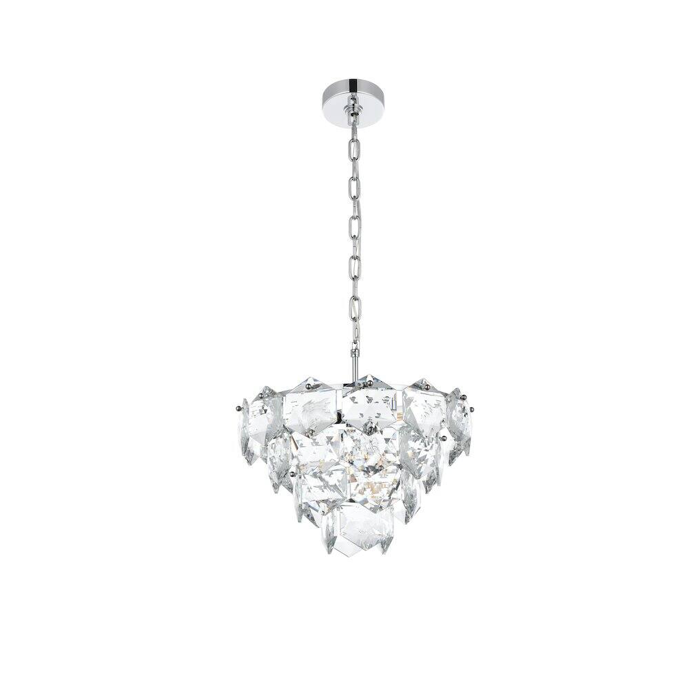 Angle. Elegant Lighting - Adaline 16 Inch Chandelier In Chrome - Chrome And Clear.