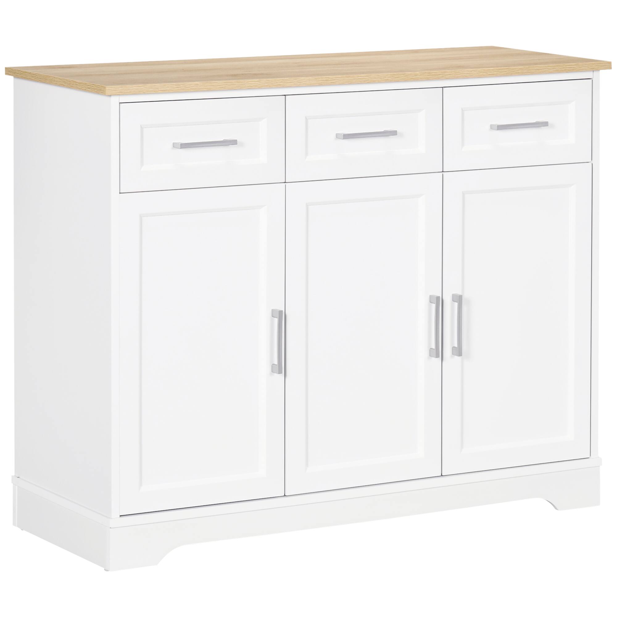 Front. Homcom - Sideboard Buffet Cabinet with Storage Drawers, Kitchen Cabinet Coffee Bar Cabinet with Adjustable Shelf for Living Room - White.
