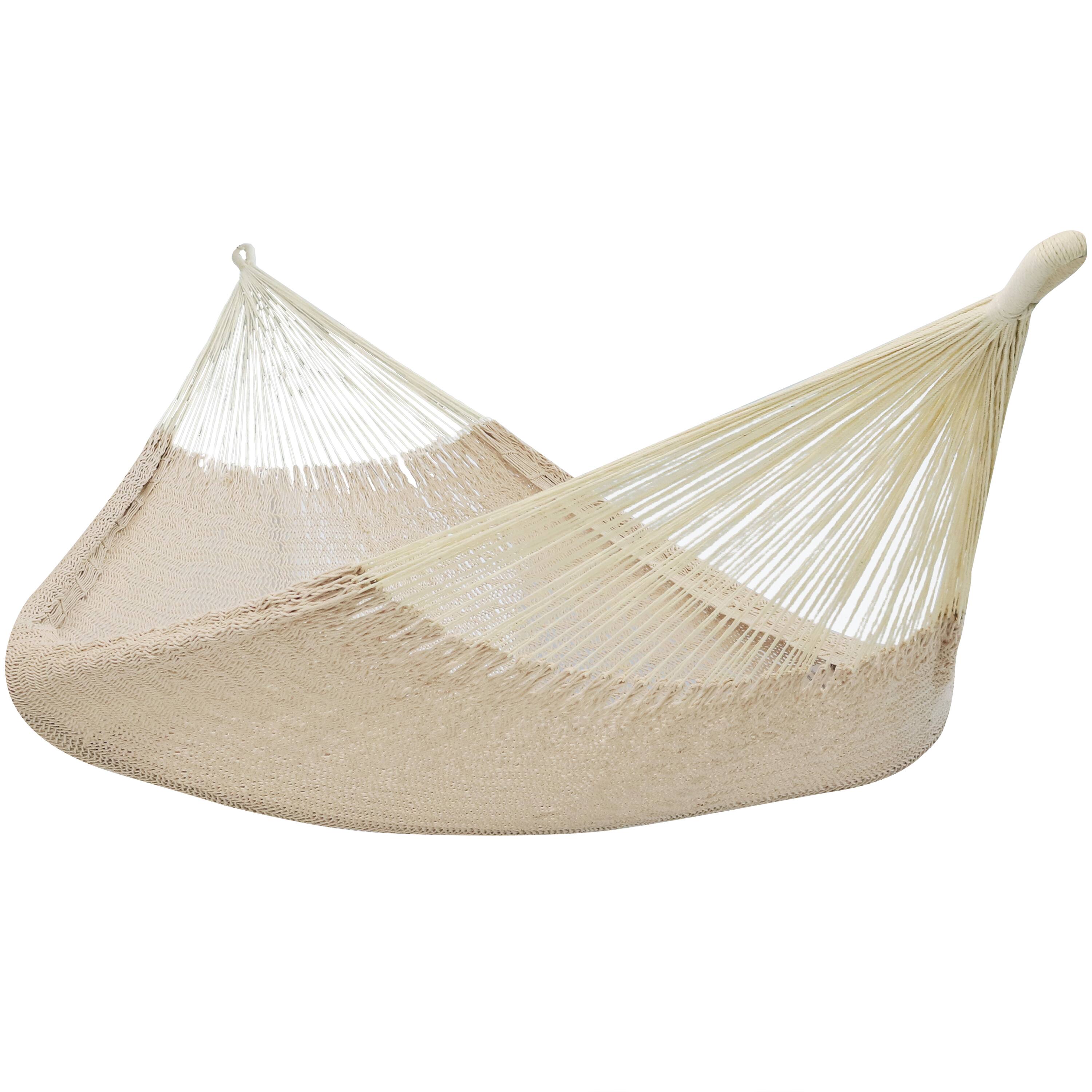 Front. Sunnydaze - 2-Person Cotton and Nylon Woven Fabric Hammock - Natural.