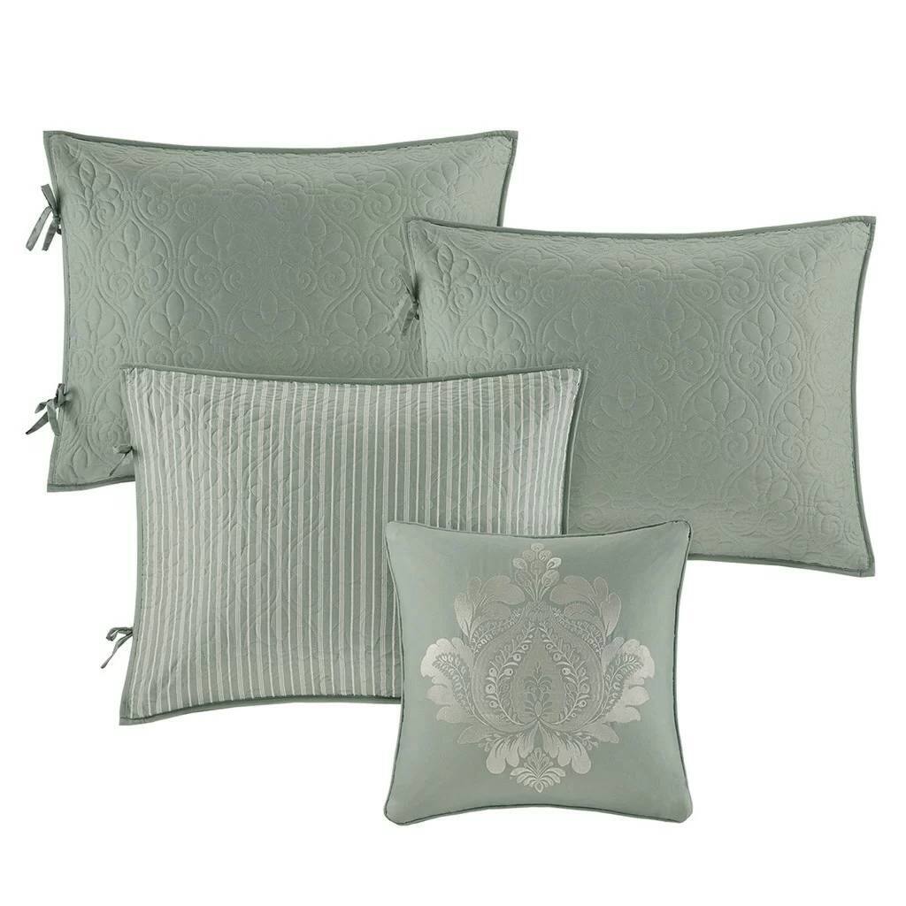 Alt View 1. Hivvago - 6-Piece Country Cottage Quilted Seafoam Green Reversible Daybed Cover Set - Green.