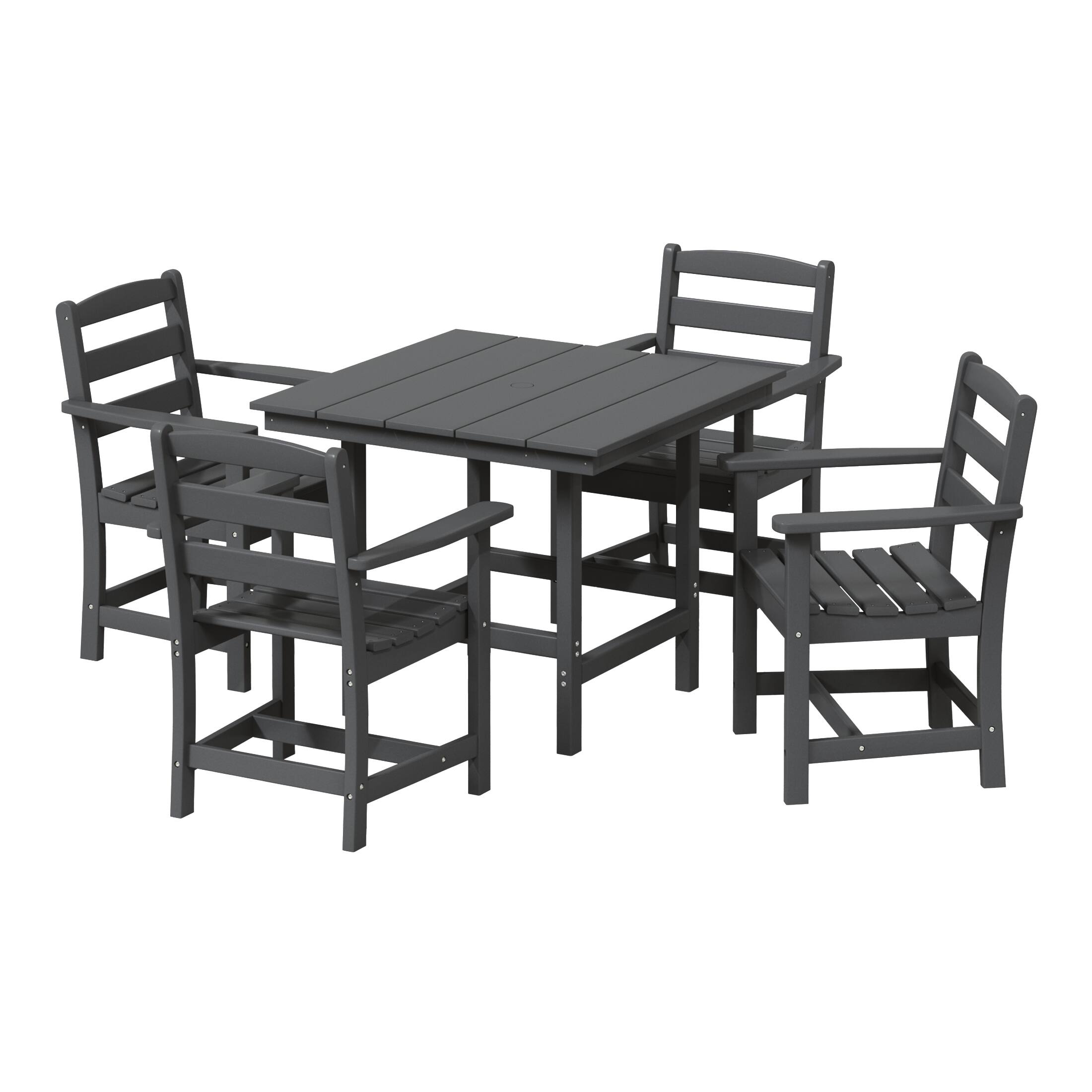 Front. WestinTrends - WestinTrends Ashore 5-Piece HDPE Outdoor Square Patio Dining Table Set with Armchairs - Gray.