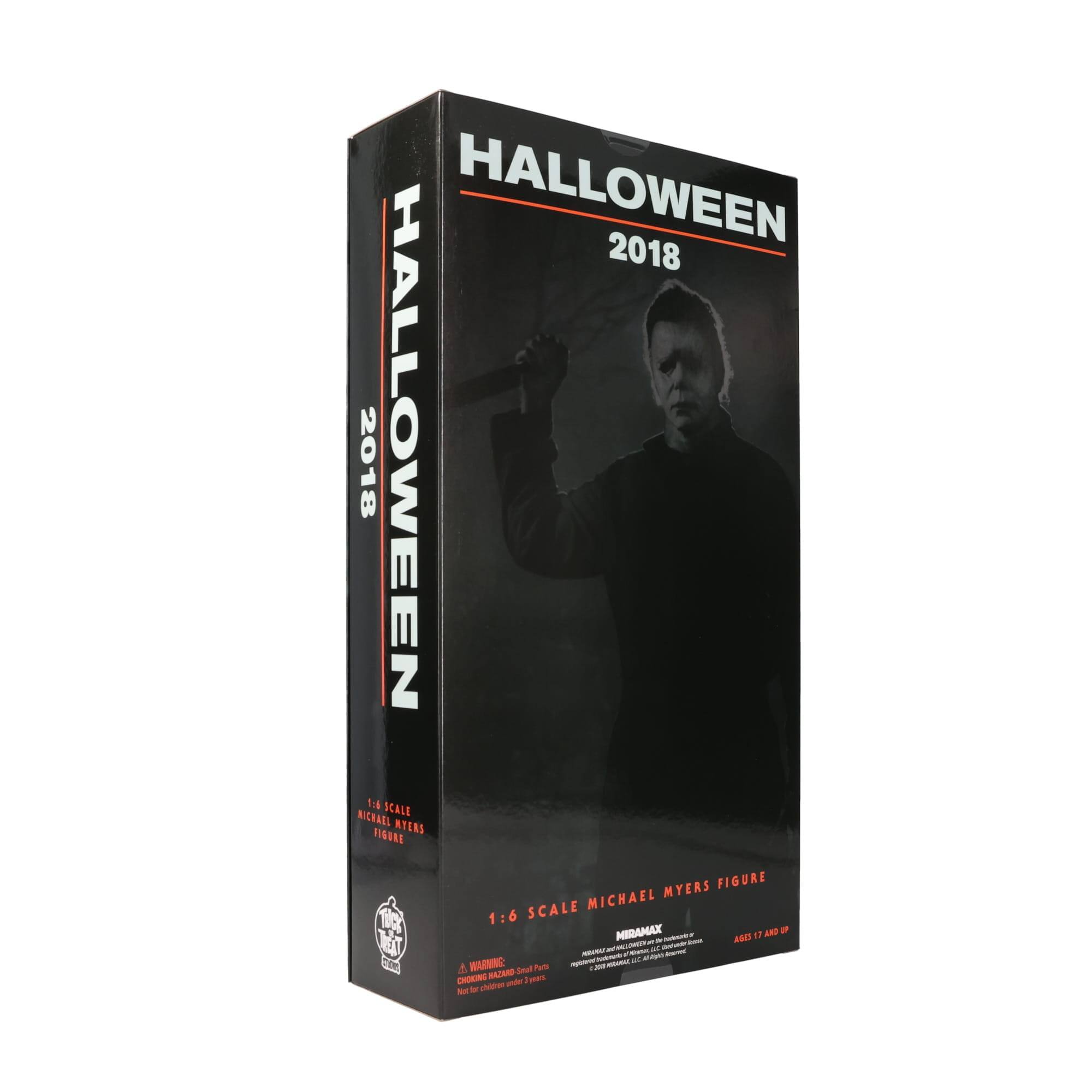 Halloween 2018  
1:6 Scale Michael Myers Figure  
Miramax  
Ages 17 and up  
1:6 Scale  
1/6 Scale Michael Myers Figure  
Warning: Choking Hazard - Small parts. Not for children under 3 years.