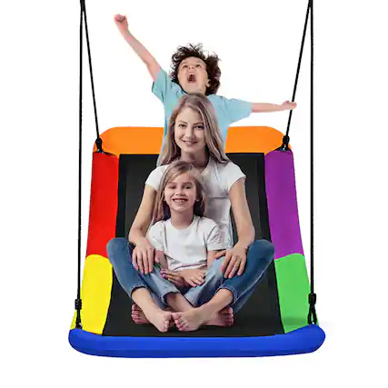 Front. Gymax - Gymax 700lb Giant 60'' Platform Tree Swing for Kids and Adults Multi-Color - Multi-Color.