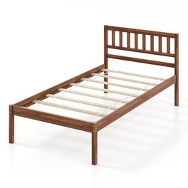 Ecooso - Twin Wood Bed Frame with Headboard and Slat Support for Sturdy Use - Brown