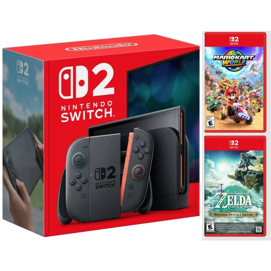 Switch 2 Video Game Console with Mario Kart World and Legend of Zelda: Tears of the Kingdom Bundle - Nintendo Switch 2