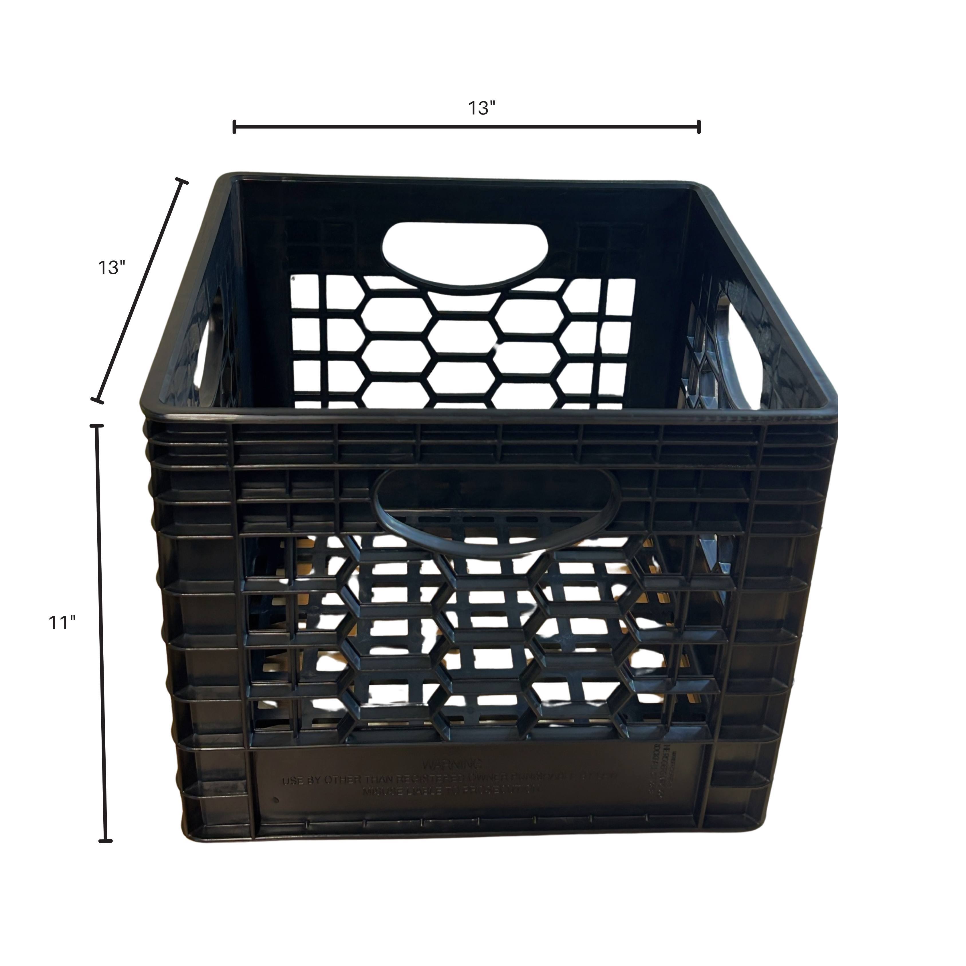 CrateMate Heavy Duty Black Milk Crates for Storage & Organization