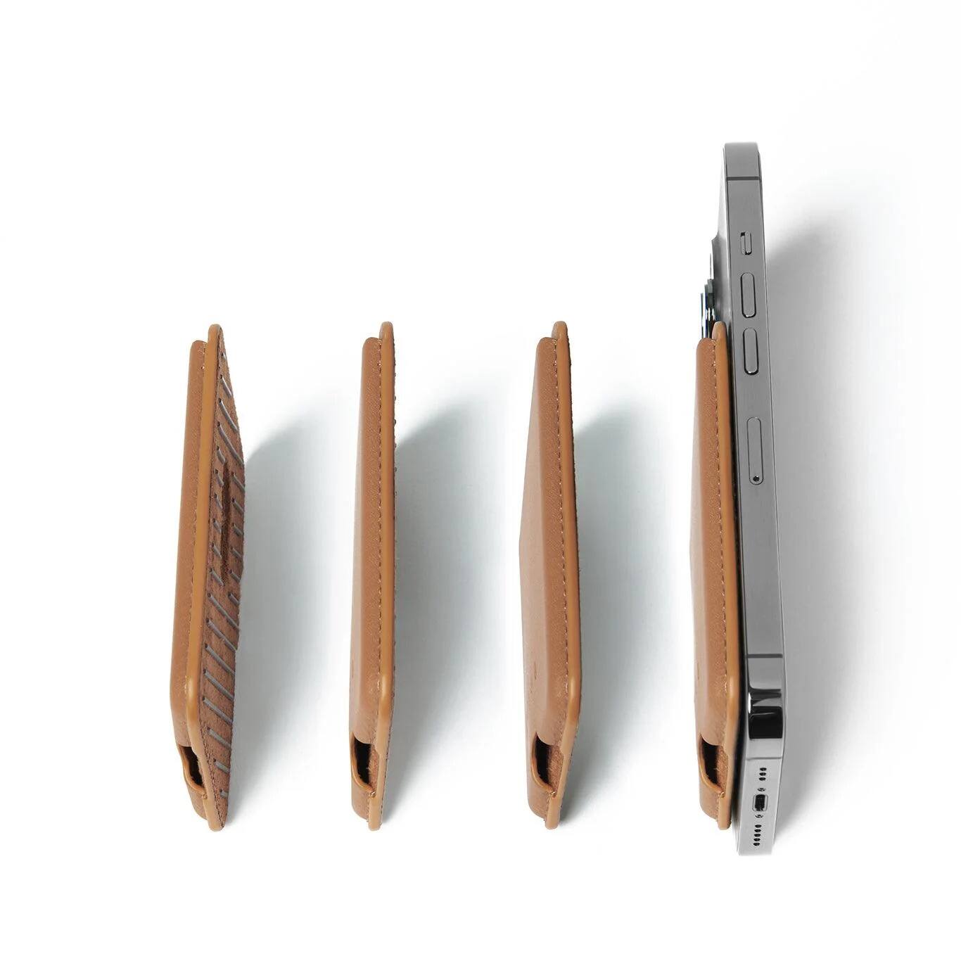 Alt View 5. Mujjo - Full Leather MagSafe Wallet for iPhone - Dark Tan.