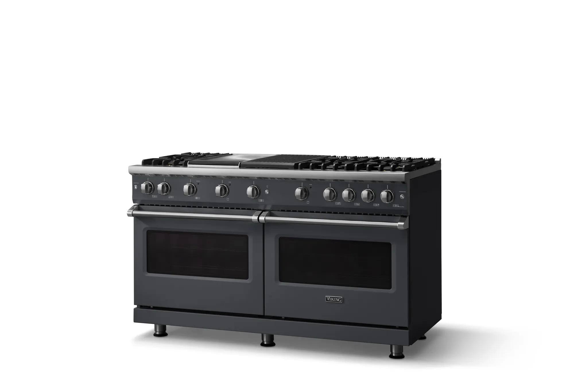 Angle. Viking - 60 in. Wide 6 Burner Pro 5 Series 8.0 Cu. Ft. Freestanding Sealed Burner LP Gas Convection Range w. Griddle - Cast Black - Cast Black.