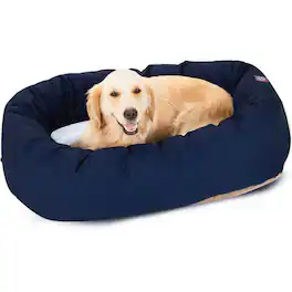 Majestic Pets - Majestic Pet 40 Inch Poly-Cotton Sherpa Calming Dog Bed Washable 40x29x9 Navy - Navy Blue