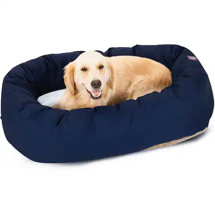 Front. Majestic Pets - Majestic Pet 40 Inch Poly-Cotton Sherpa Calming Dog Bed Washable 40x29x9 Navy - Navy Blue.