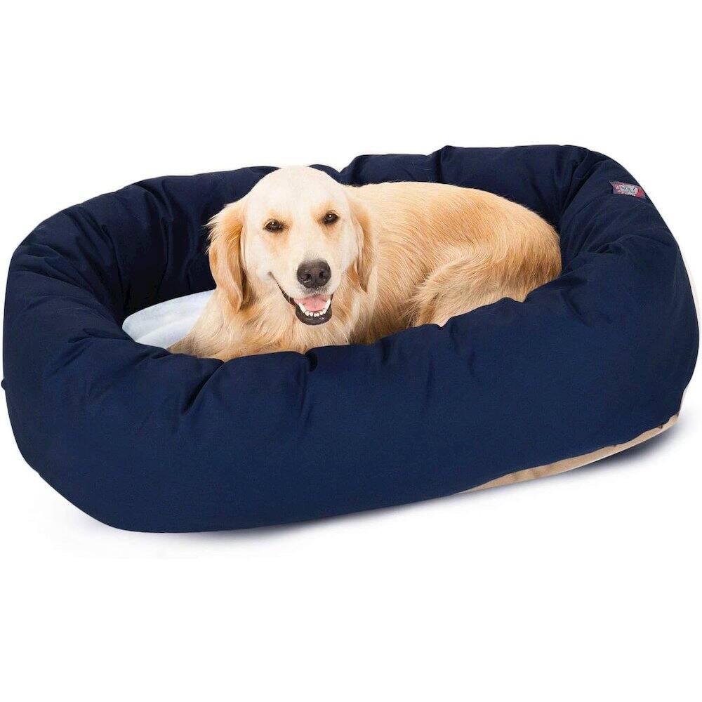 Front. Majestic Pets - Majestic Pet 40 Inch Poly-Cotton Sherpa Calming Dog Bed Washable 40x29x9 Navy - Navy Blue.