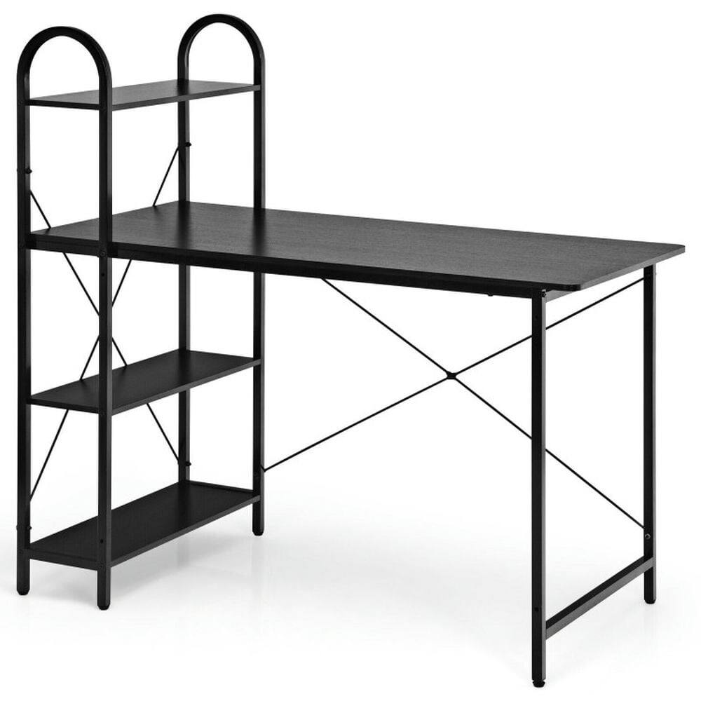 Alt View 4. Kadyn - 48-Inch Reversible Computer Desk with Storage Shelf-Black, Home Office Desks, Gaming Computer Desks for Study,Working - Black.