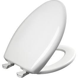 BEMIS - Elongated Plastic Toilet Seat Seat Fastening System, EasyClean and WhisperClose Hinge - Crane White