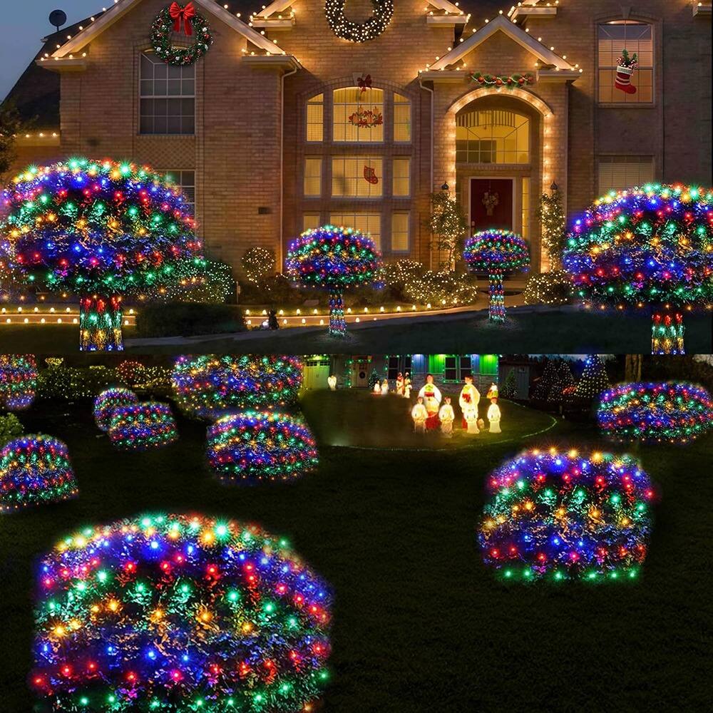 Alt View 1. MOSZAR LLC - Outdoor 200LED Christmas net lights measuring 8.4 x 5.2 feet, featuring a remote - Multicolor.