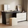 luck idea - 47.12" Extendable Dressing Table with Vanity Stool, Mirror and Three Storage Drawers - Black